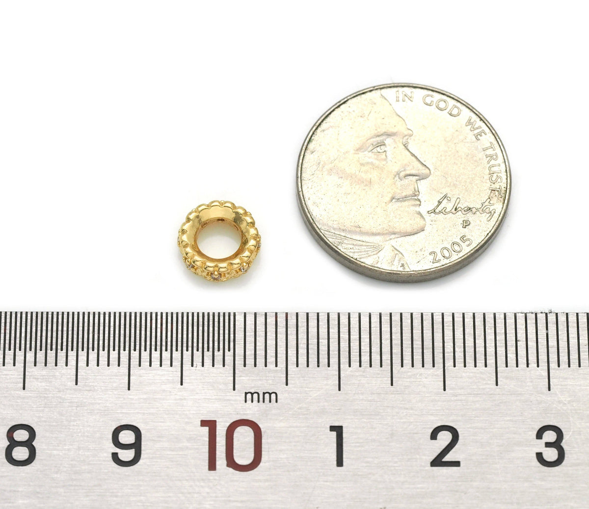 CZ Round Gold Silver Spacer beads, Sku#B341