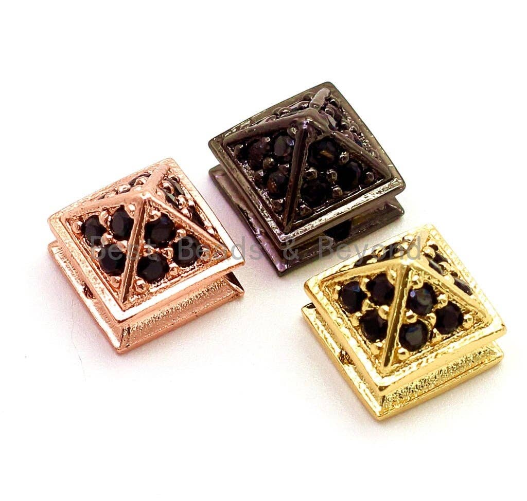 CZ Pyramid Spacer Black Micro Pave Beads, Cubic Zirconia Spacer Beads,Sku#G120
