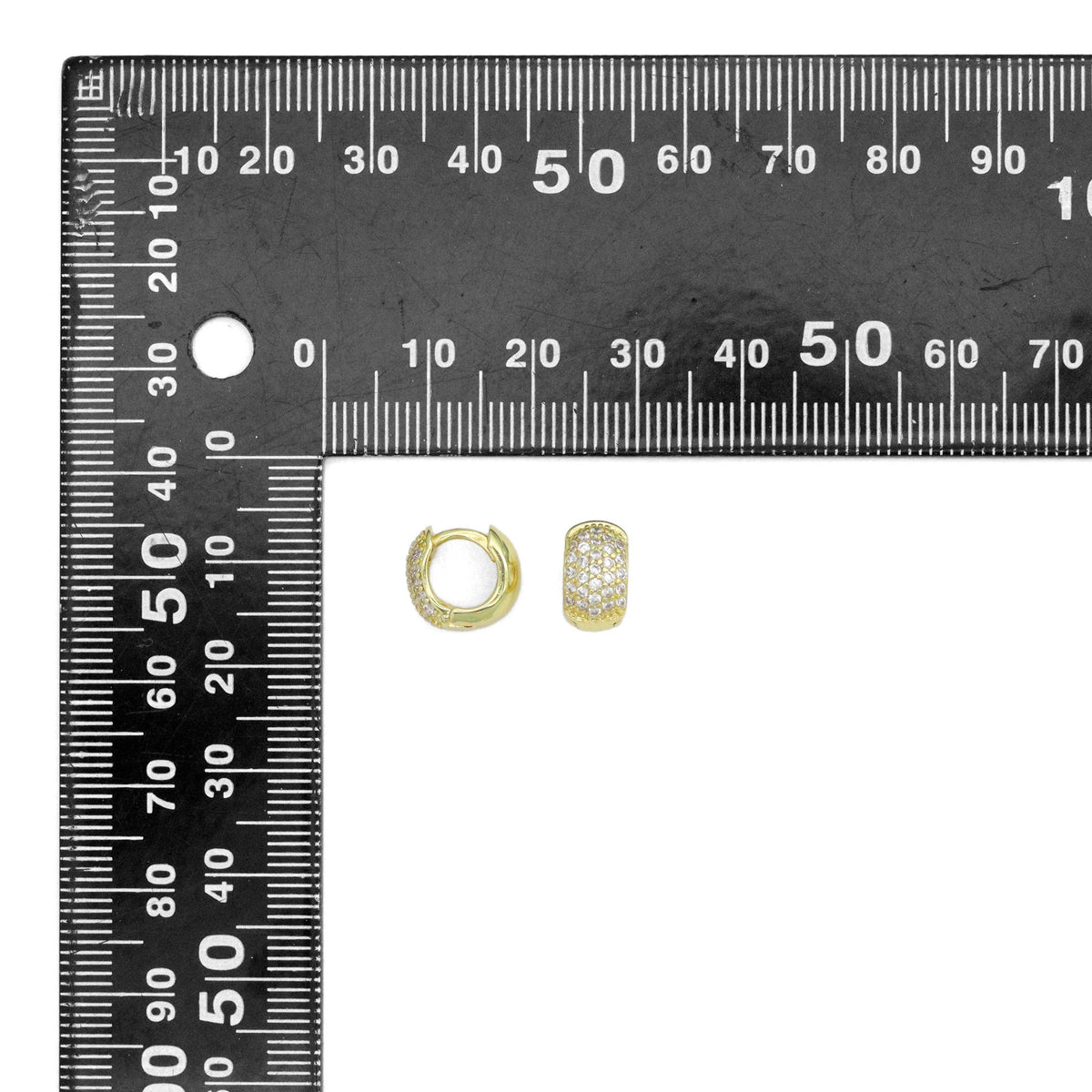 Gold Silver CZ Round Hoop Earrings, Sku#A475