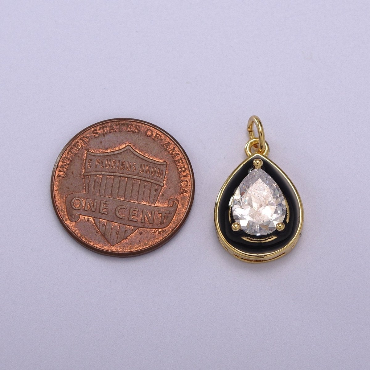 Big Clear CZ Enamel Colorful Tear Drop Shape Pendant 14K Gold Filled Enamel Charm, Necklace Bracelet Component M-666 - M-669