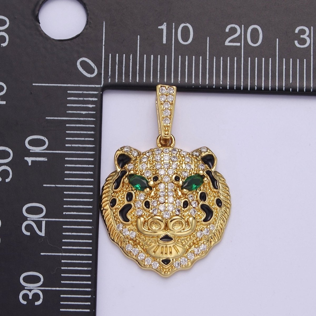 Big Gold Leopard Pendant Cubic Animal Charm J-605
