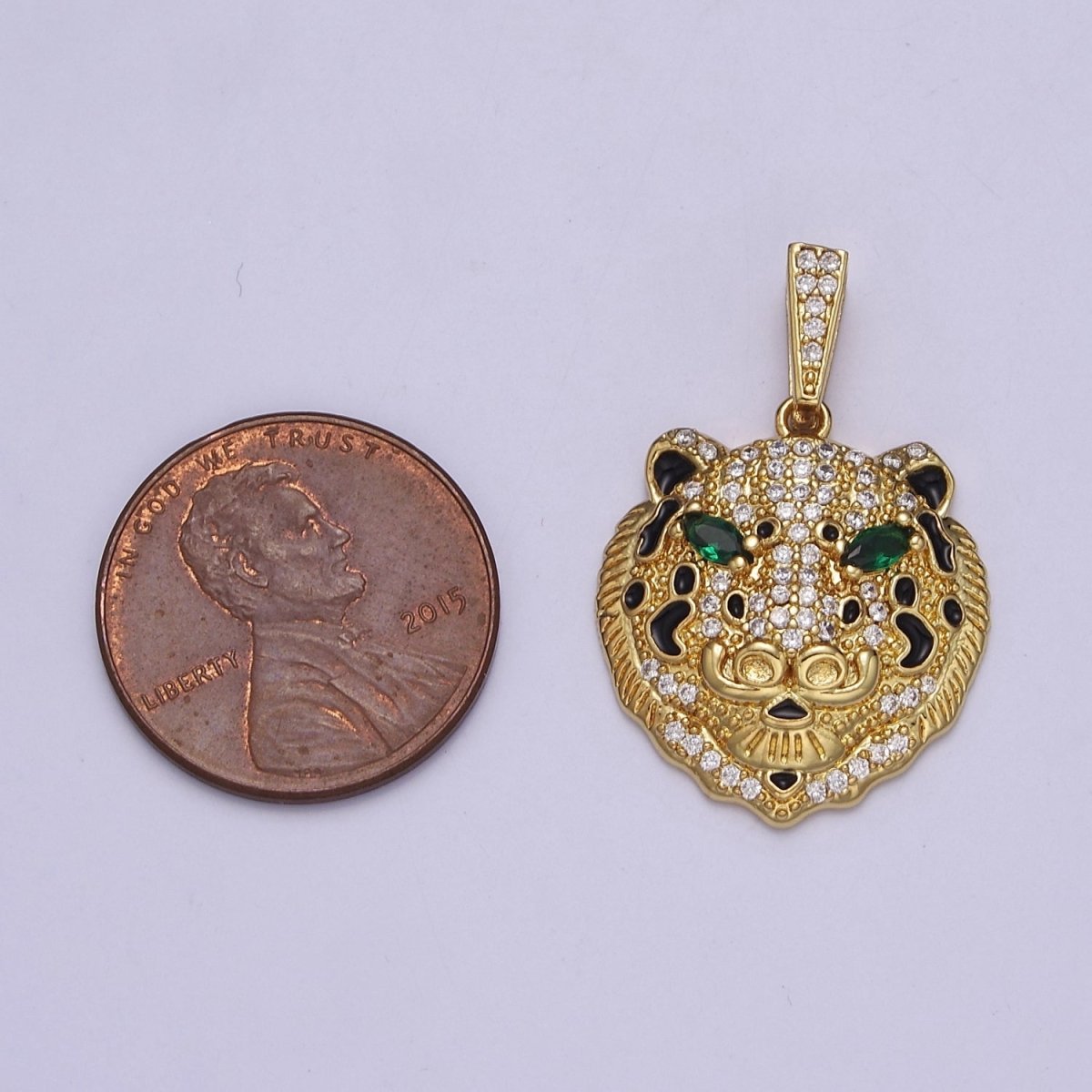 Big Gold Leopard Pendant Cubic Animal Charm J-605