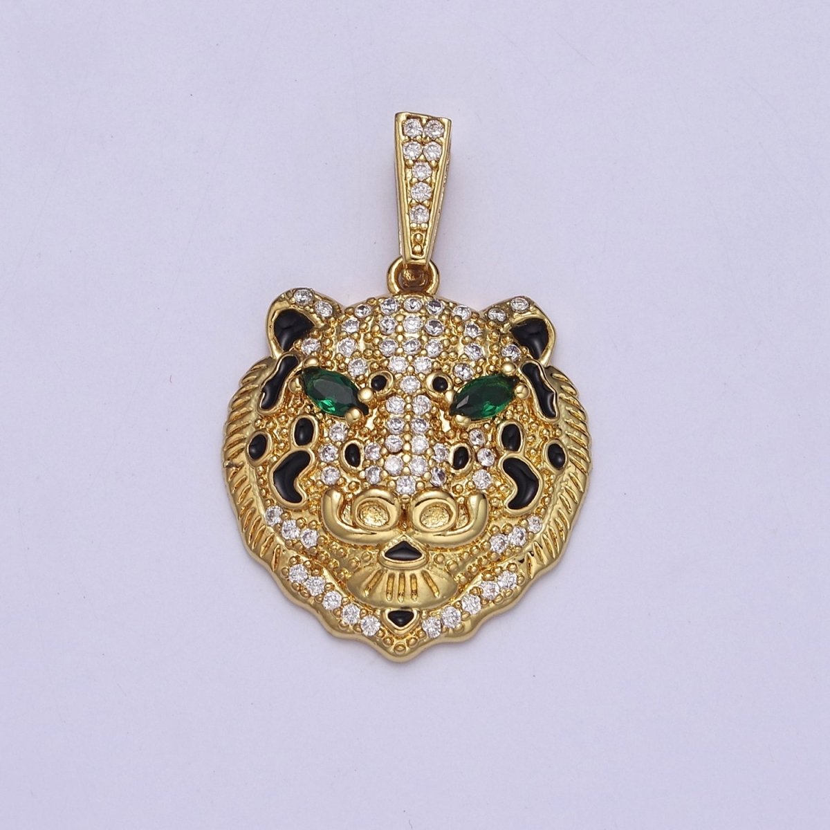 Big Gold Leopard Pendant Cubic Animal Charm J-605