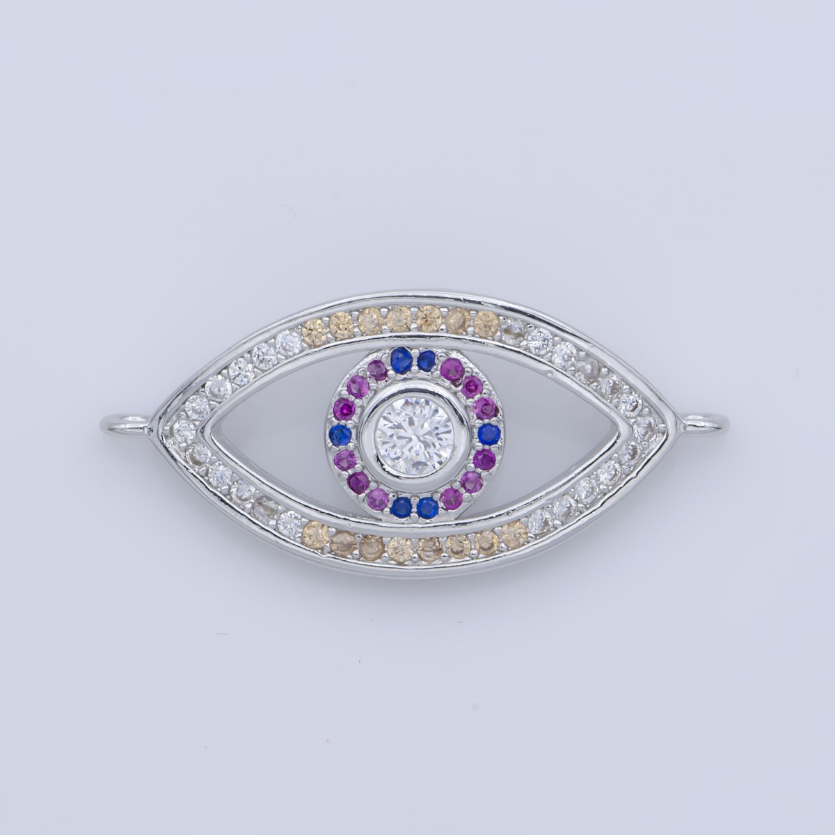 Black Legendary Evil Eye Lucky Charm Safe Protection Turkey DIY Cubic Zirconia Bracelet Charm Bead Finding Connector For Jewelry Making F-252