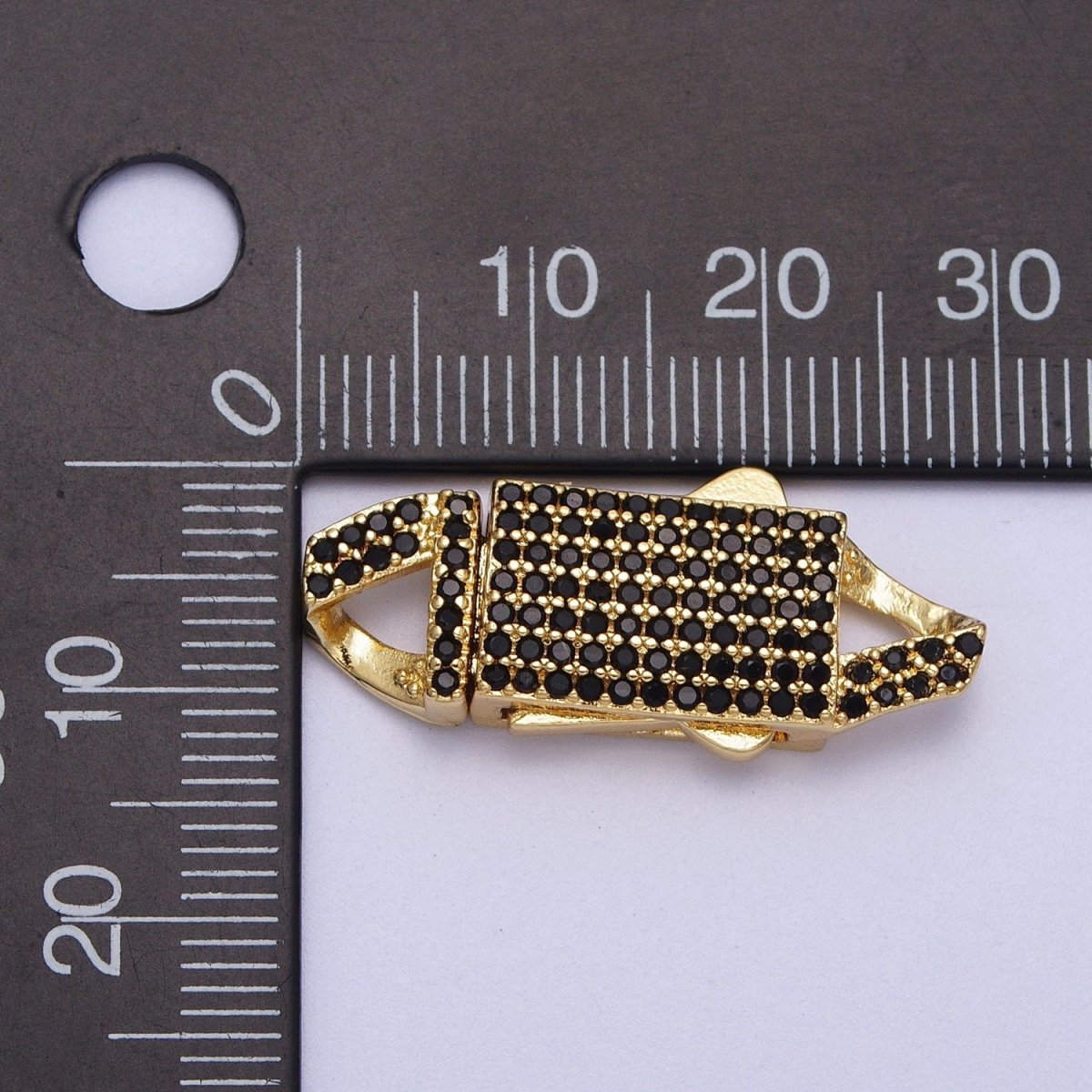 Black Micro Paved CZ Gold Safety Lock Box Buckle Clasps Closure Jewelry Supply | K-002