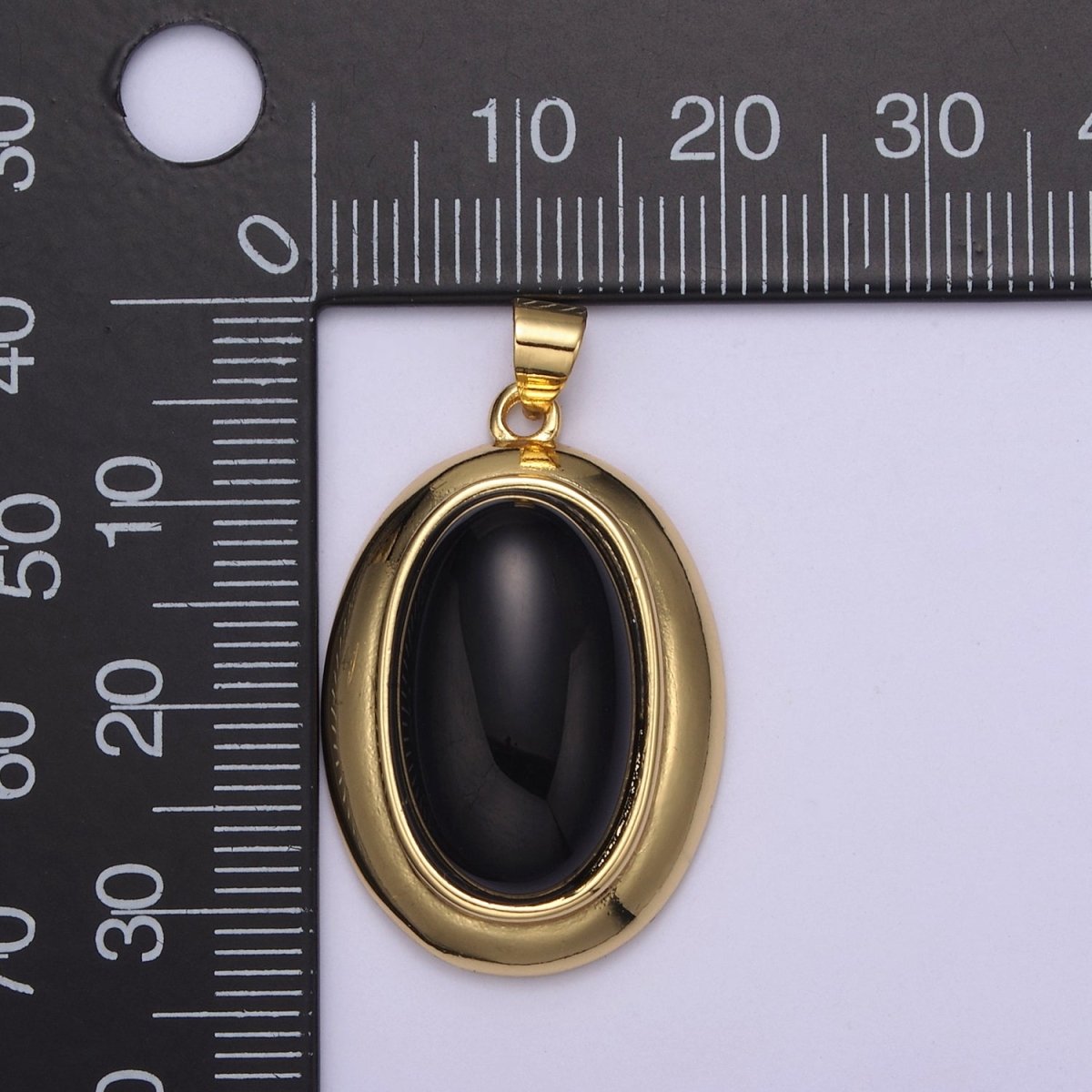 Black Onyx Oval Charm Natural Gemstone Beads For Necklace Pendant H-619
