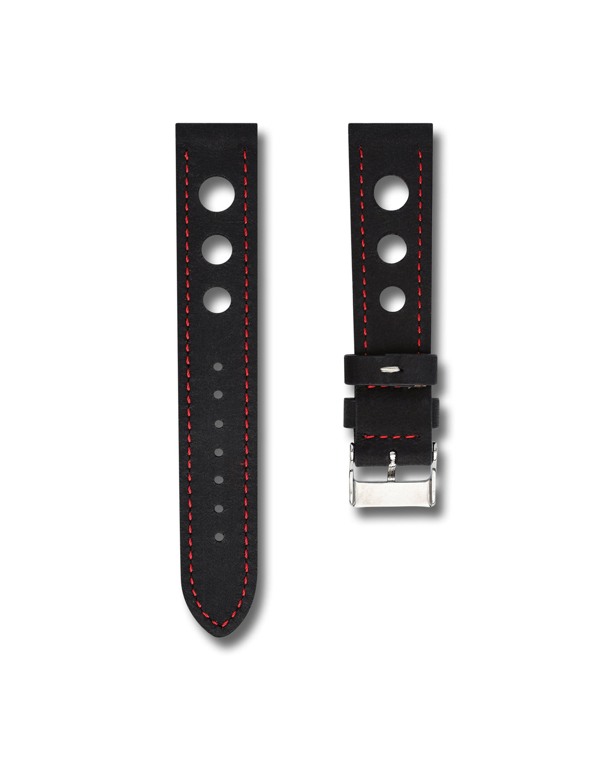 Redline Black Nubuck Leather Rally Watch Strap 22mm
