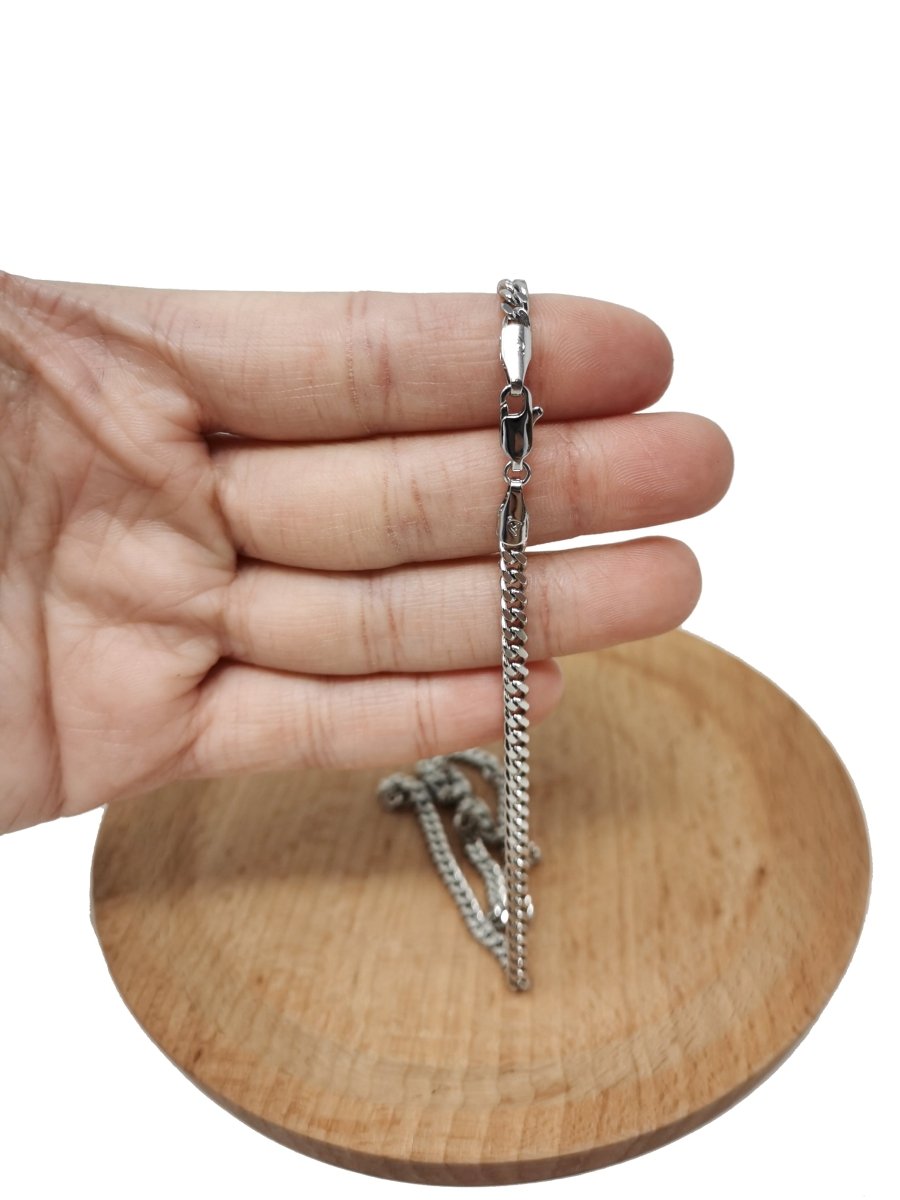 BLOWOUT 17.7 inch Curb Chain Necklace, White Gold Filled Finished Necklace For Jewelry Making, 3.5mm Width Curb Necklace w/Lobster Clasps | CN-624 Clearance Pricing