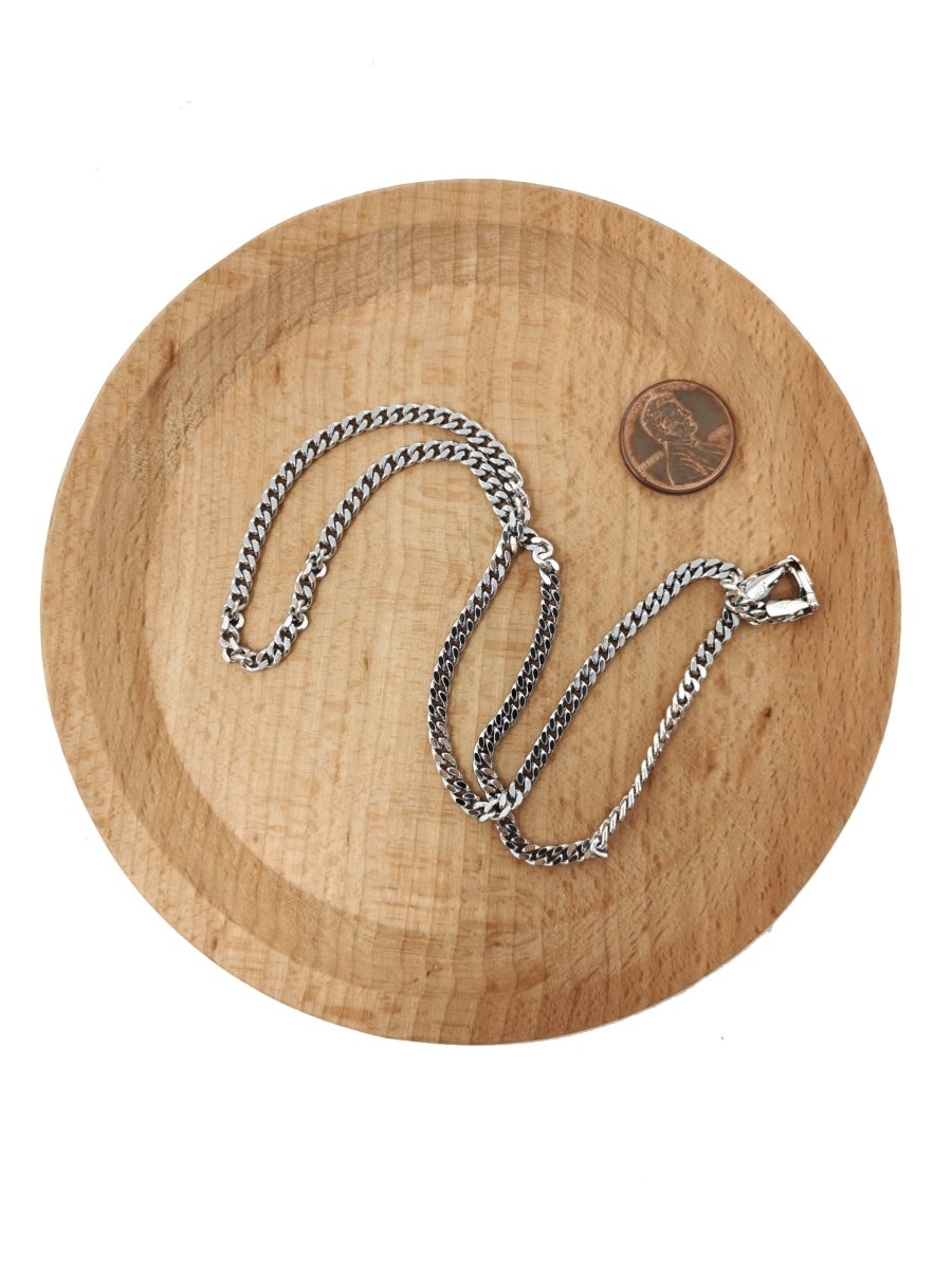BLOWOUT 17.7 inch Curb Chain Necklace, White Gold Filled Finished Necklace For Jewelry Making, 3.5mm Width Curb Necklace w/Lobster Clasps | CN-624 Clearance Pricing