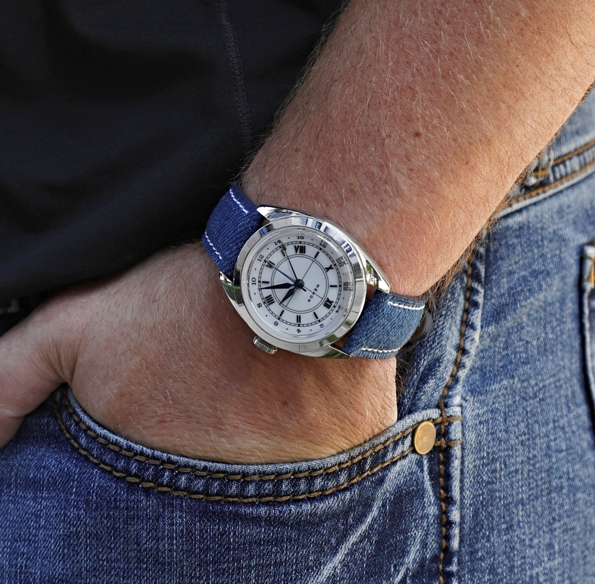 Denim Blue Jean Leather Watch Strap 23mm