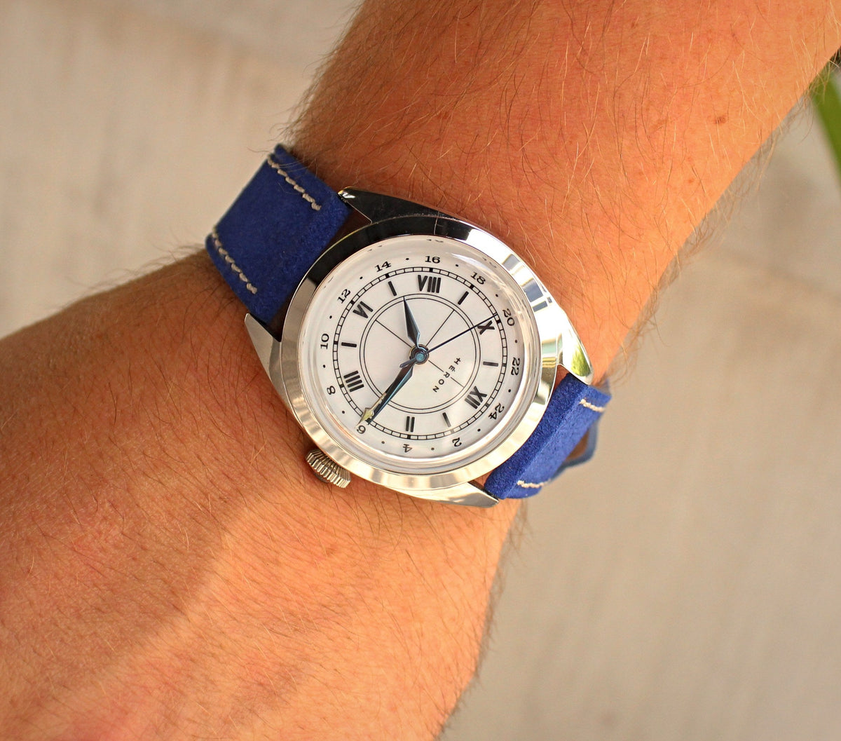 Ocean Blue Suede Leather Watch Strap 20mm