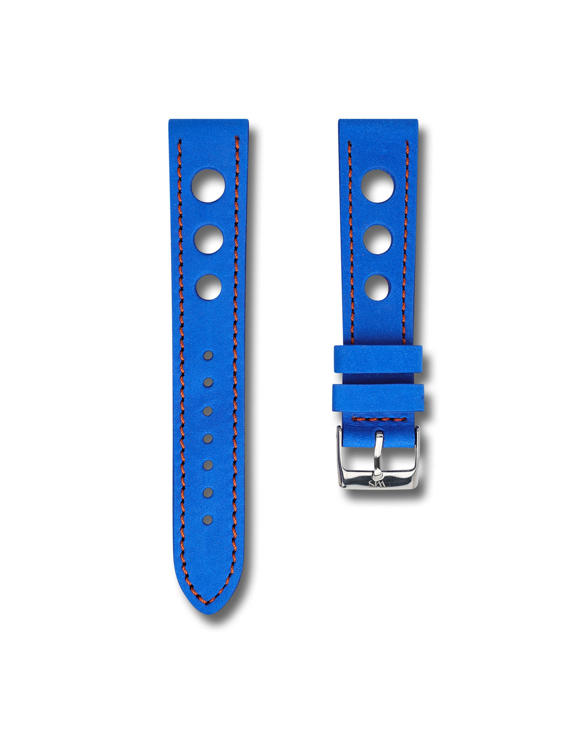 Electric Blue Nubuck Leather Rally Watch Strap 22mm