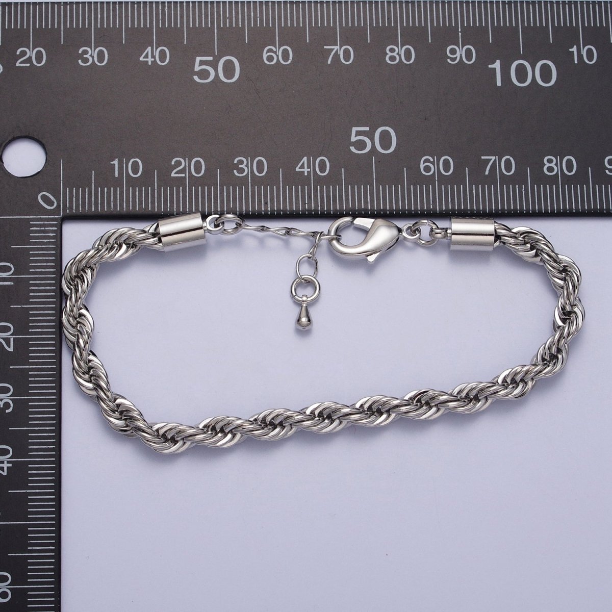 Bold Gold Twisted Rope Chain Bracelet Silver Chunky Rope Chain bracelet 5mm thickness | WA-1540 WA-1541 Clearance Pricing