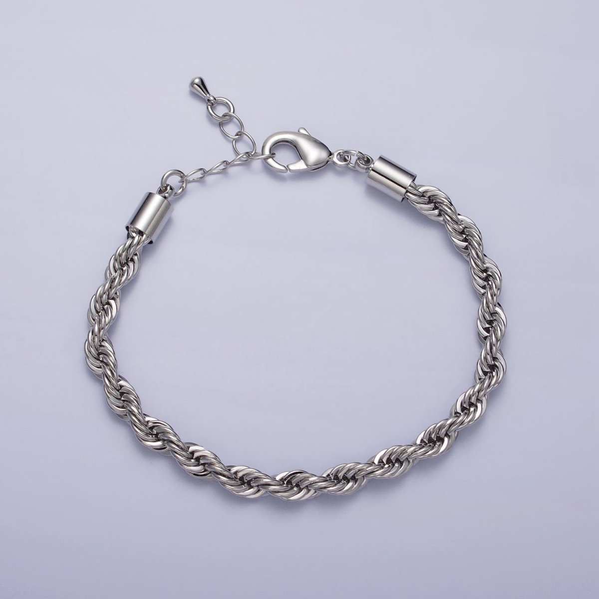 Bold Gold Twisted Rope Chain Bracelet Silver Chunky Rope Chain bracelet 5mm thickness | WA-1540 WA-1541 Clearance Pricing