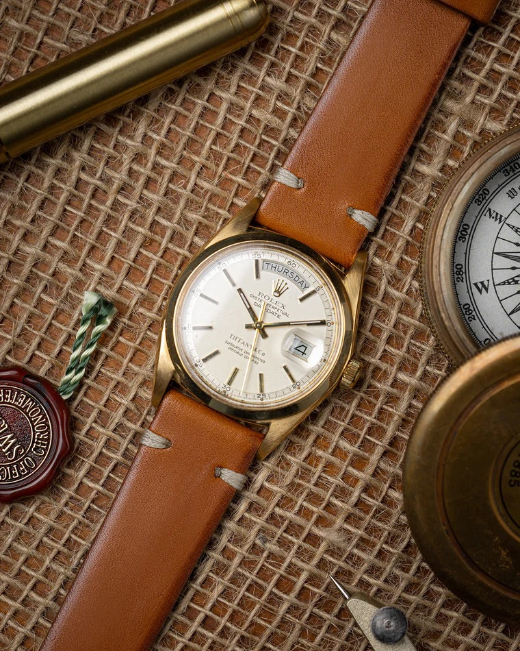 Woodland Brown Stitched Italian Leather Watch Strap 20mm
