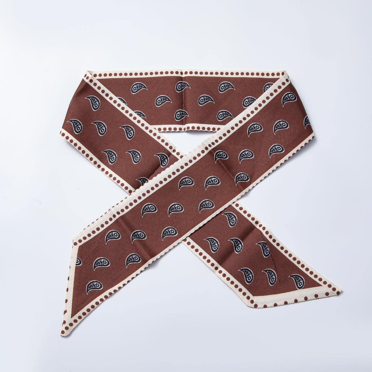 Brown Stripped, Flower, Mosh Green Soft Faux Silk Bandana Scarf Necklace | WA-1588