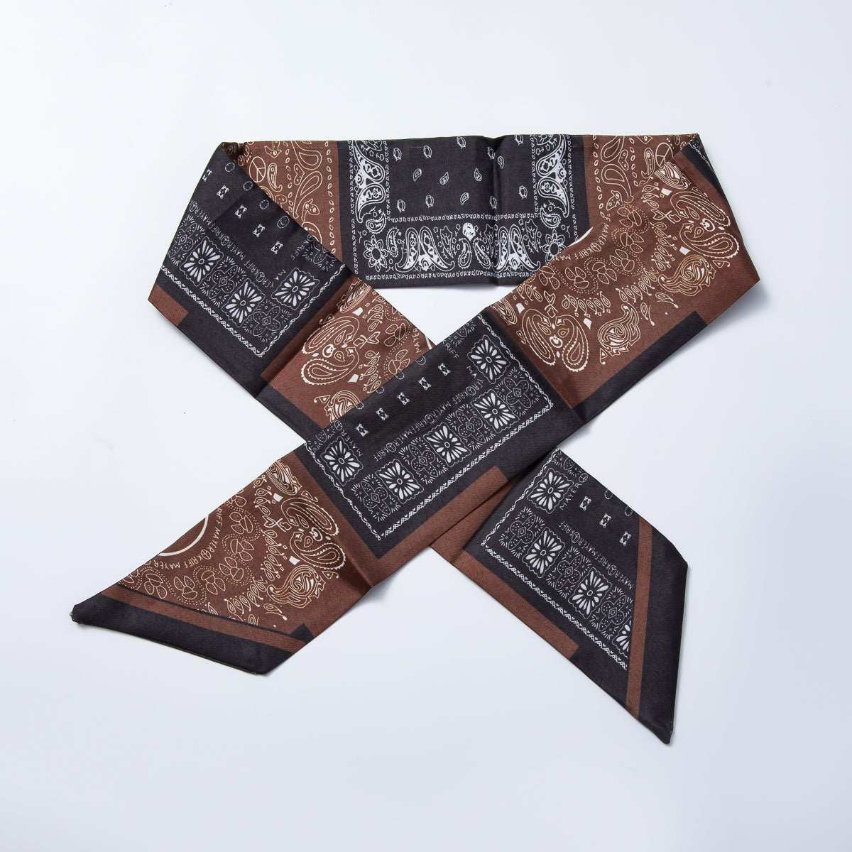 Brown Stripped, Flower, Mosh Green Soft Faux Silk Bandana Scarf Necklace | WA-1588