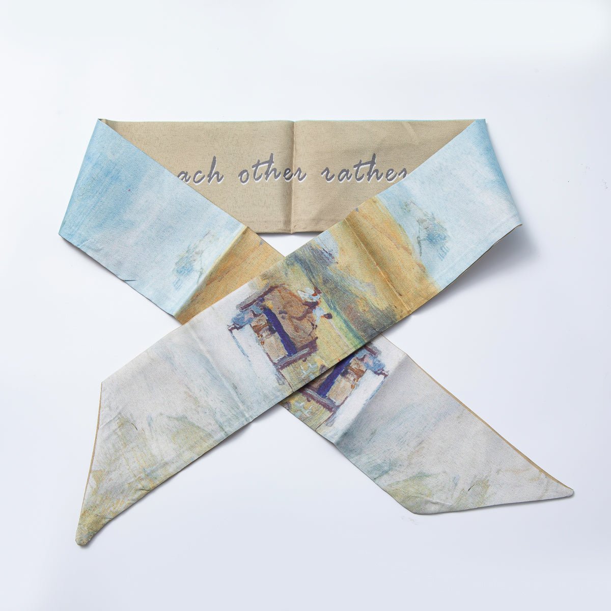 Brown Stripped, Flower, Mosh Green Soft Faux Silk Bandana Scarf Necklace | WA-1588