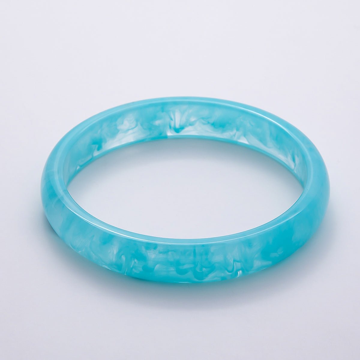 Brown, White, Red, Cream, Blue, Pink, Green, Teal Marble Thin Acrylic Resin Bangle Bracelet | WA-04423 ~ WA-04430