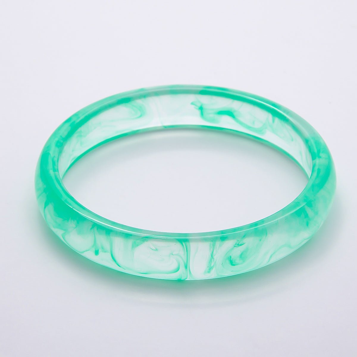 Brown, White, Red, Cream, Blue, Pink, Green, Teal Marble Thin Acrylic Resin Bangle Bracelet | WA-04423 ~ WA-04430