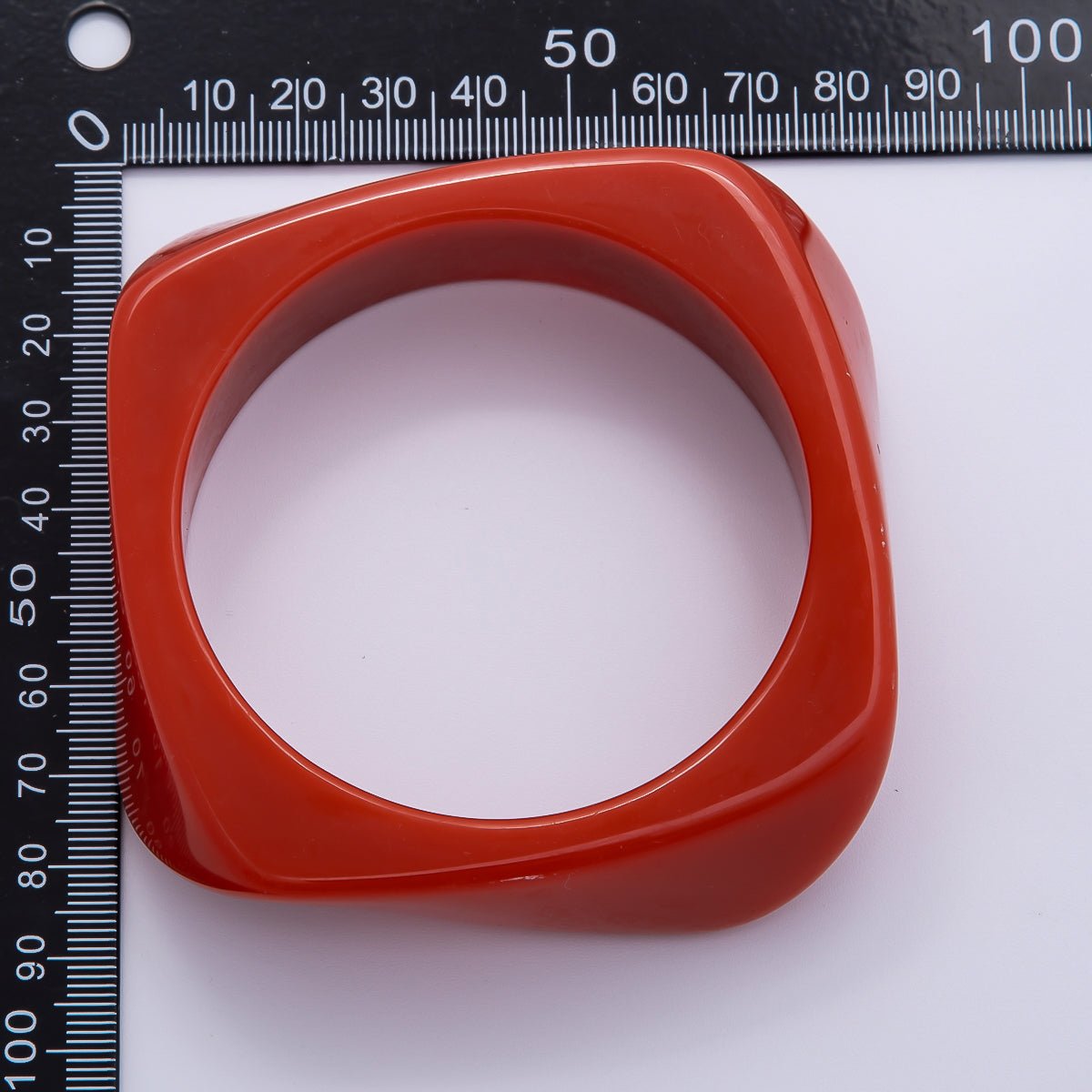 Brown, White, Red, Orange, Blue, Pink, Green, Teal Round Square Wide Acrylic Resin Bangle Bracelet | WA-04388 ~ WA-04438