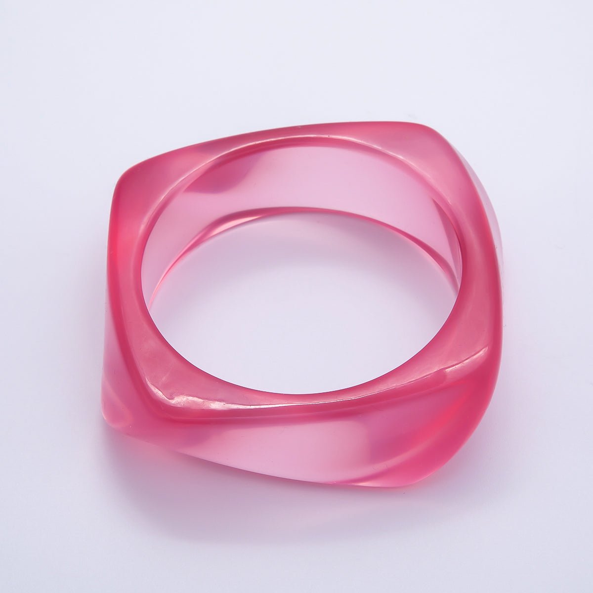 Brown, White, Red, Orange, Blue, Pink, Green, Teal Round Square Wide Acrylic Resin Bangle Bracelet | WA-04388 ~ WA-04438