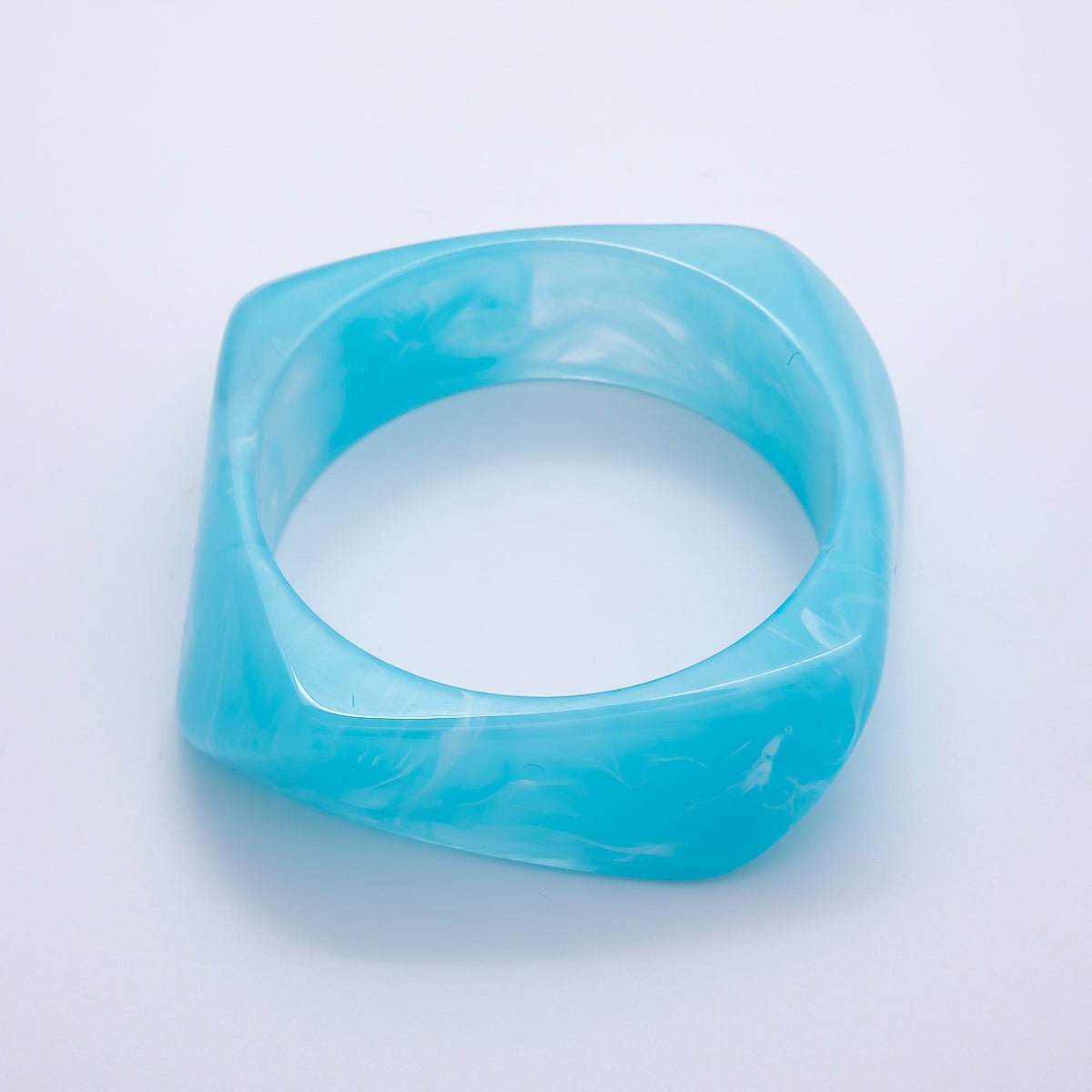 Brown, White, Red, Orange, Blue, Pink, Green, Teal Round Square Wide Acrylic Resin Bangle Bracelet | WA-04388 ~ WA-04438