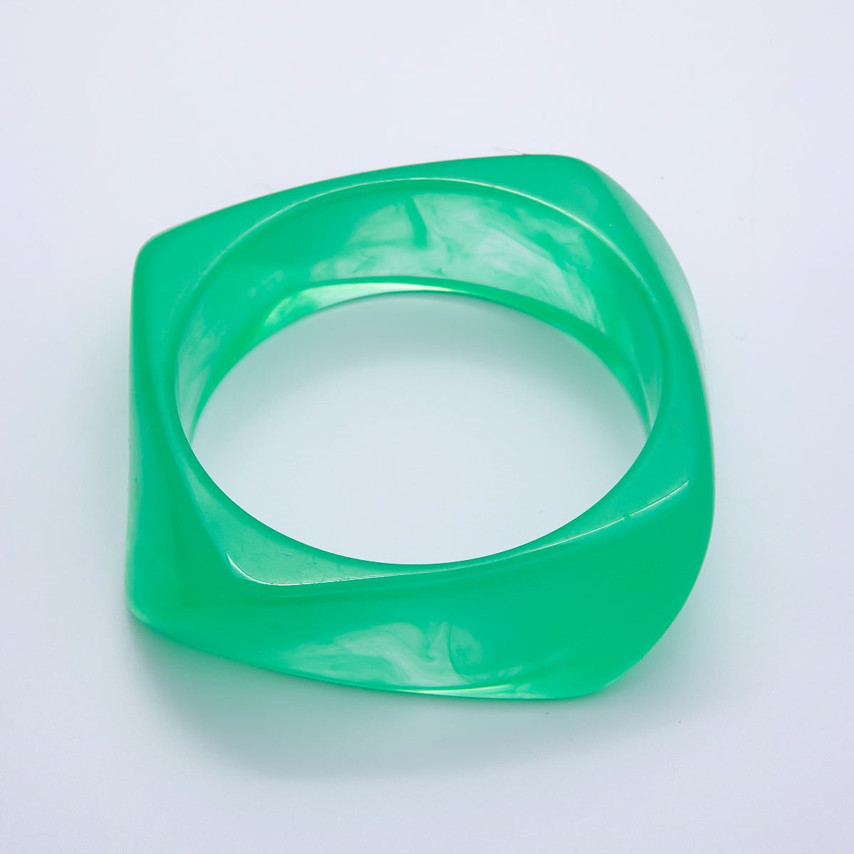 Brown, White, Red, Orange, Blue, Pink, Green, Teal Round Square Wide Acrylic Resin Bangle Bracelet | WA-04388 ~ WA-04438