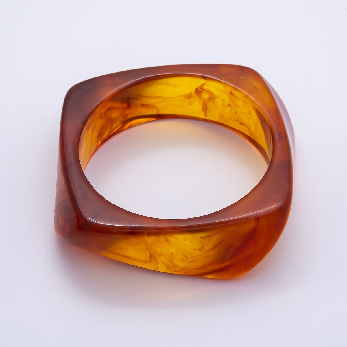 Brown, White, Red, Orange, Blue, Pink, Green, Teal Round Square Wide Acrylic Resin Bangle Bracelet | WA-04388 ~ WA-04438