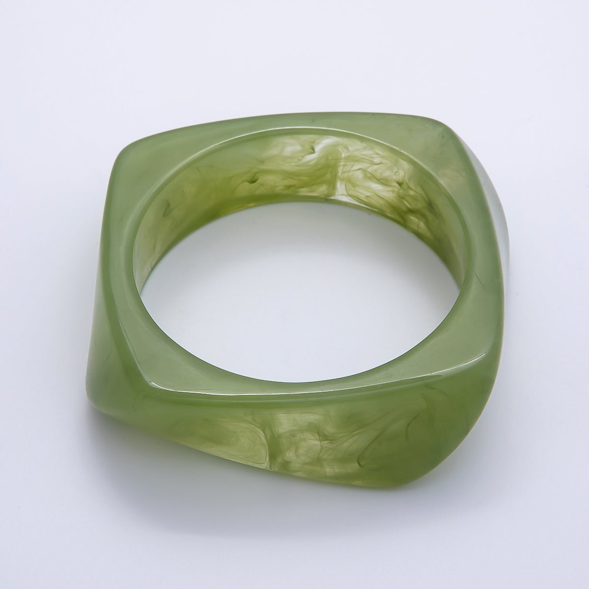 Brown, White, Red, Orange, Blue, Pink, Green, Teal Round Square Wide Acrylic Resin Bangle Bracelet | WA-04388 ~ WA-04438