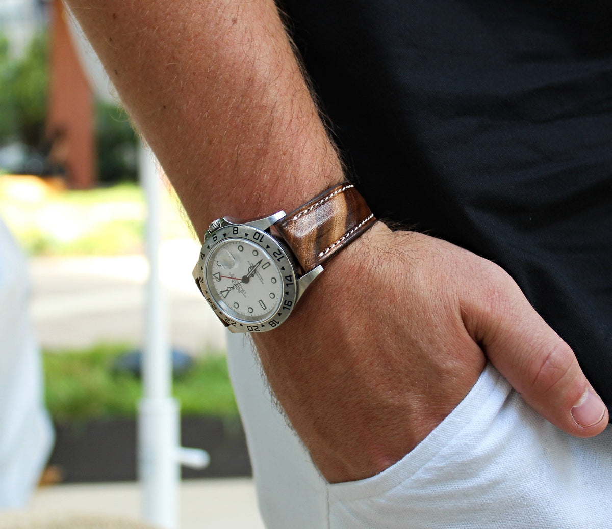 Walnut Brushed Calf Leather Watch Strap 20mm