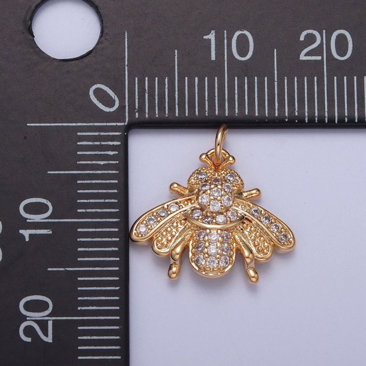 Bumble Bee Gold Micro Paved Cubic Zirconia Insect Charm For Jewelry Making | X-238