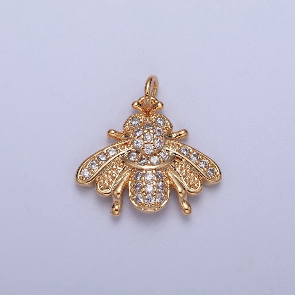 Bumble Bee Gold Micro Paved Cubic Zirconia Insect Charm For Jewelry Making | X-238
