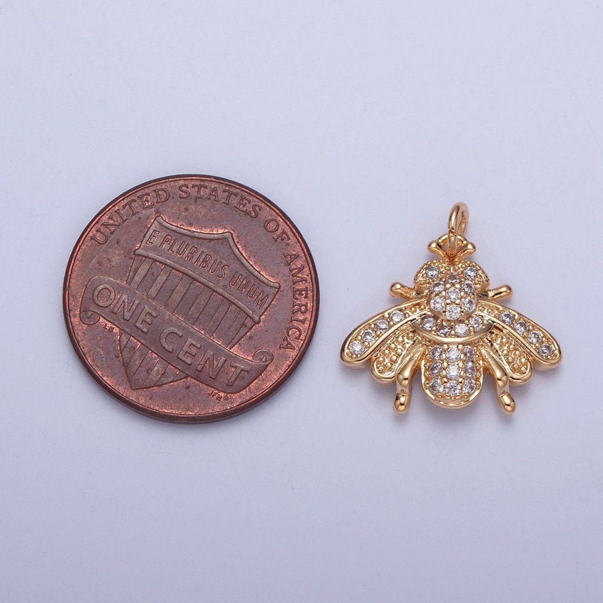 Bumble Bee Gold Micro Paved Cubic Zirconia Insect Charm For Jewelry Making | X-238