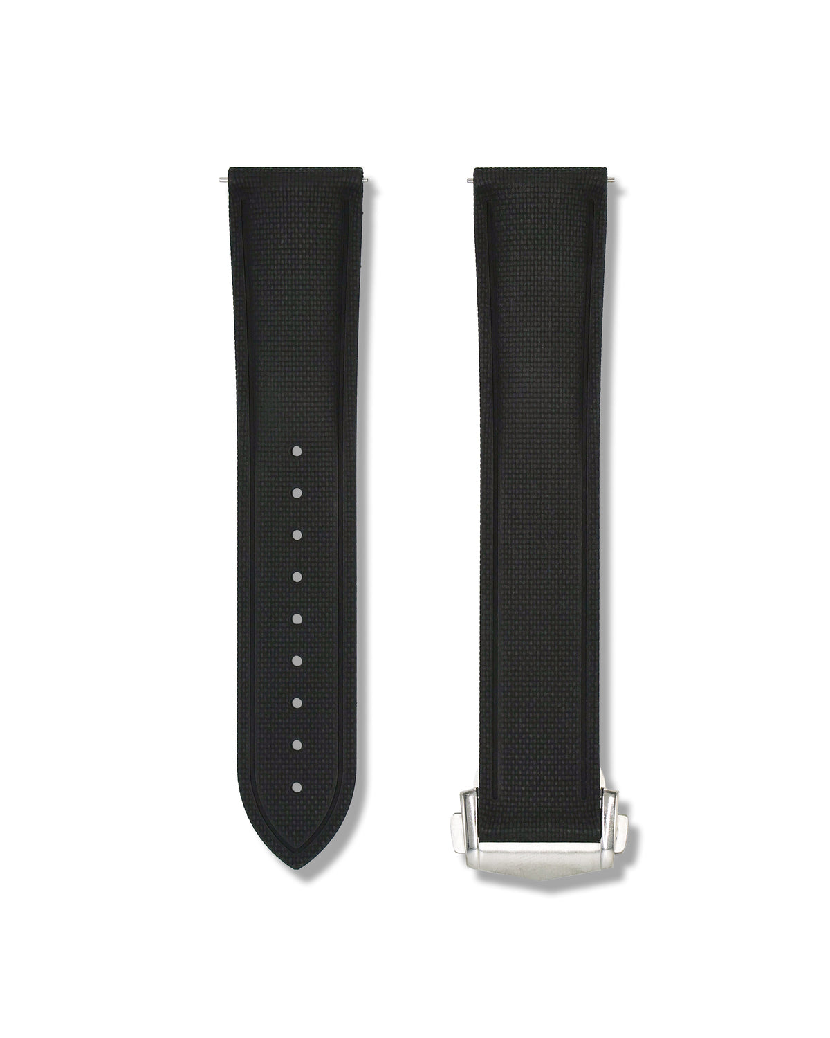Tuxedo Black Deployant Clasp Quick Release Rubber Sailcloth Strap 18mm