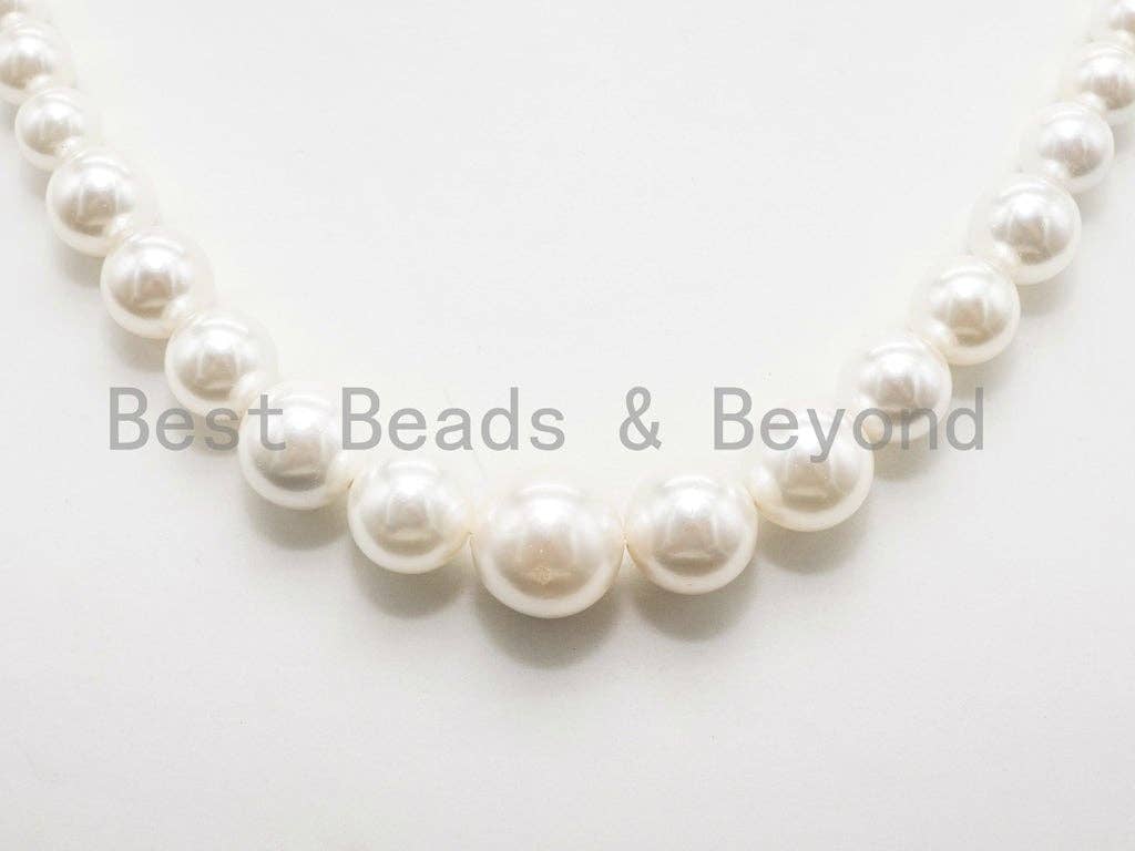 Natural Graduated MOP Round Smooth Beads, 8-16mm, Sku#U46