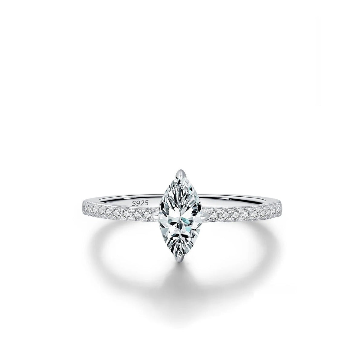 Marquise-Cut D-Color VVS1 Moissanite Engagement Ring and Stud Earrings Set in Sterling Silver