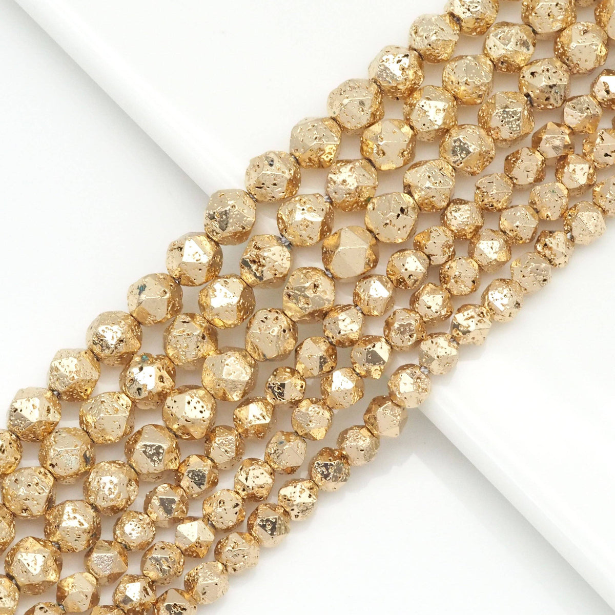 Diamond Cut Light Gold Lava Beads, Sku#S155