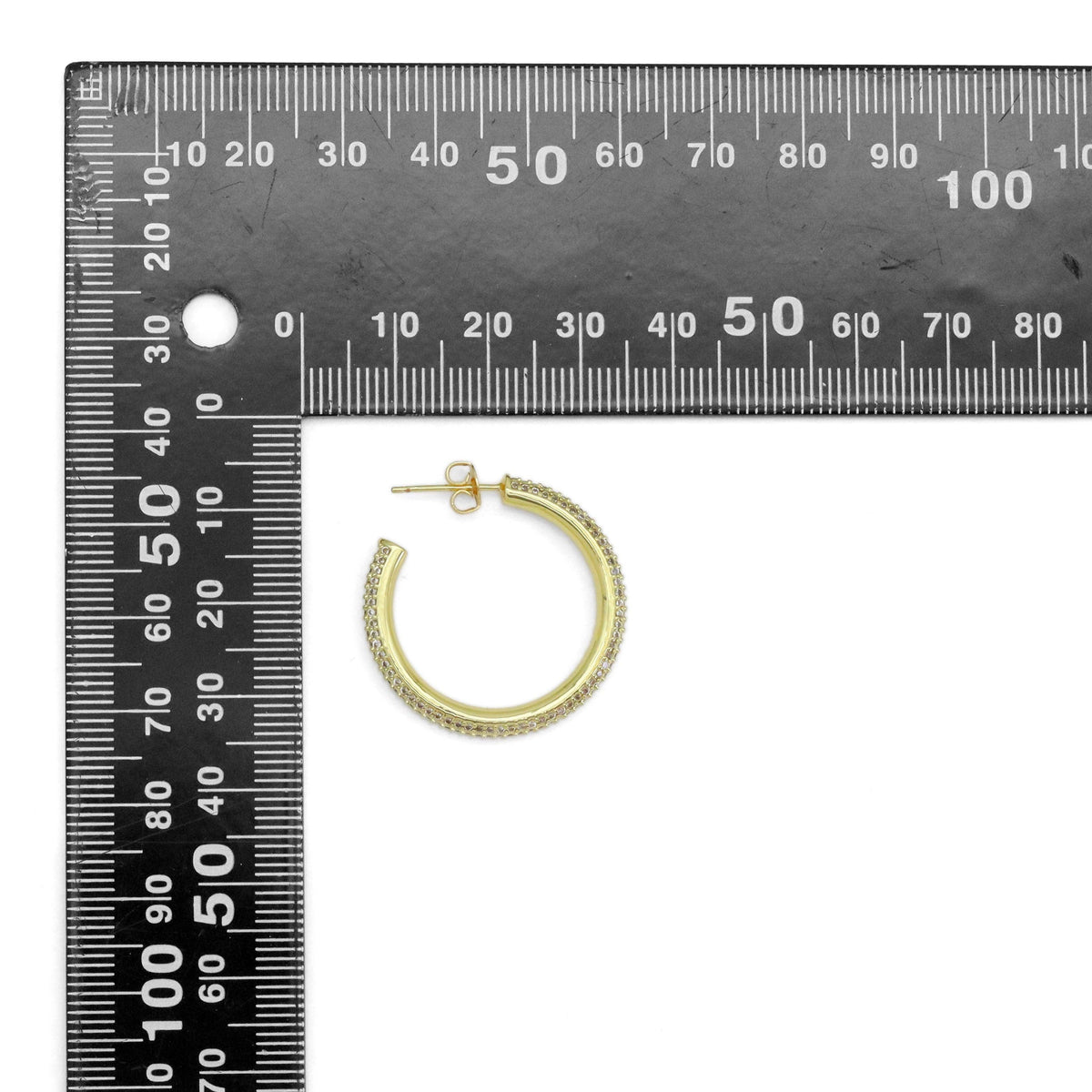 Clear CZ Round hoop Earrings, Sku#LX480c