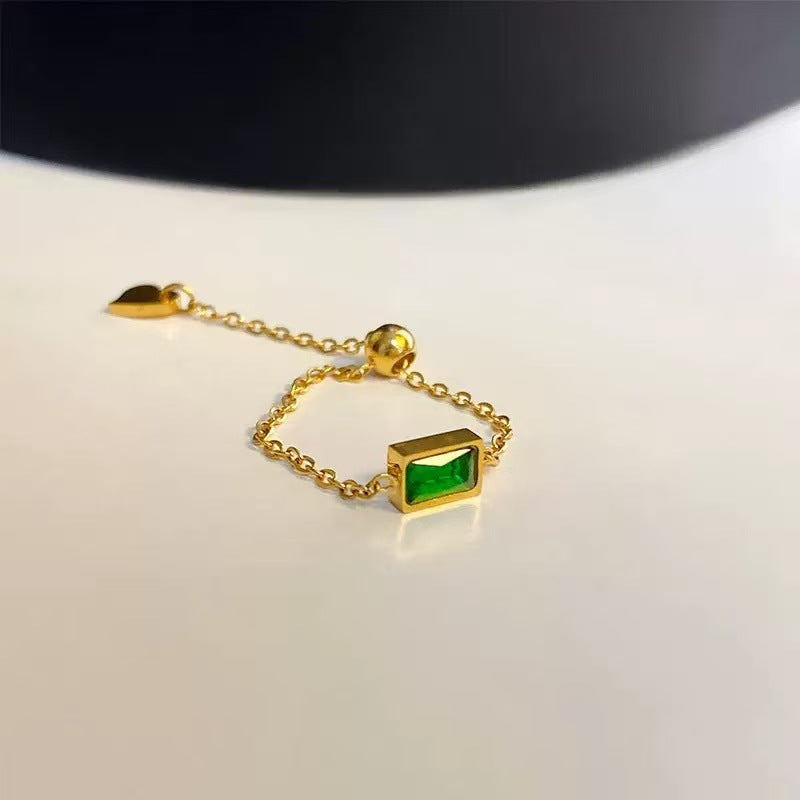 Non-fading Titanium Steel, Trendy And Niche Instagram-style, Light Luxury With A Premium Feel18K Gold Sugar-cube Emerald Set, Exquisitely Crafted And Versatile For Women This Summer