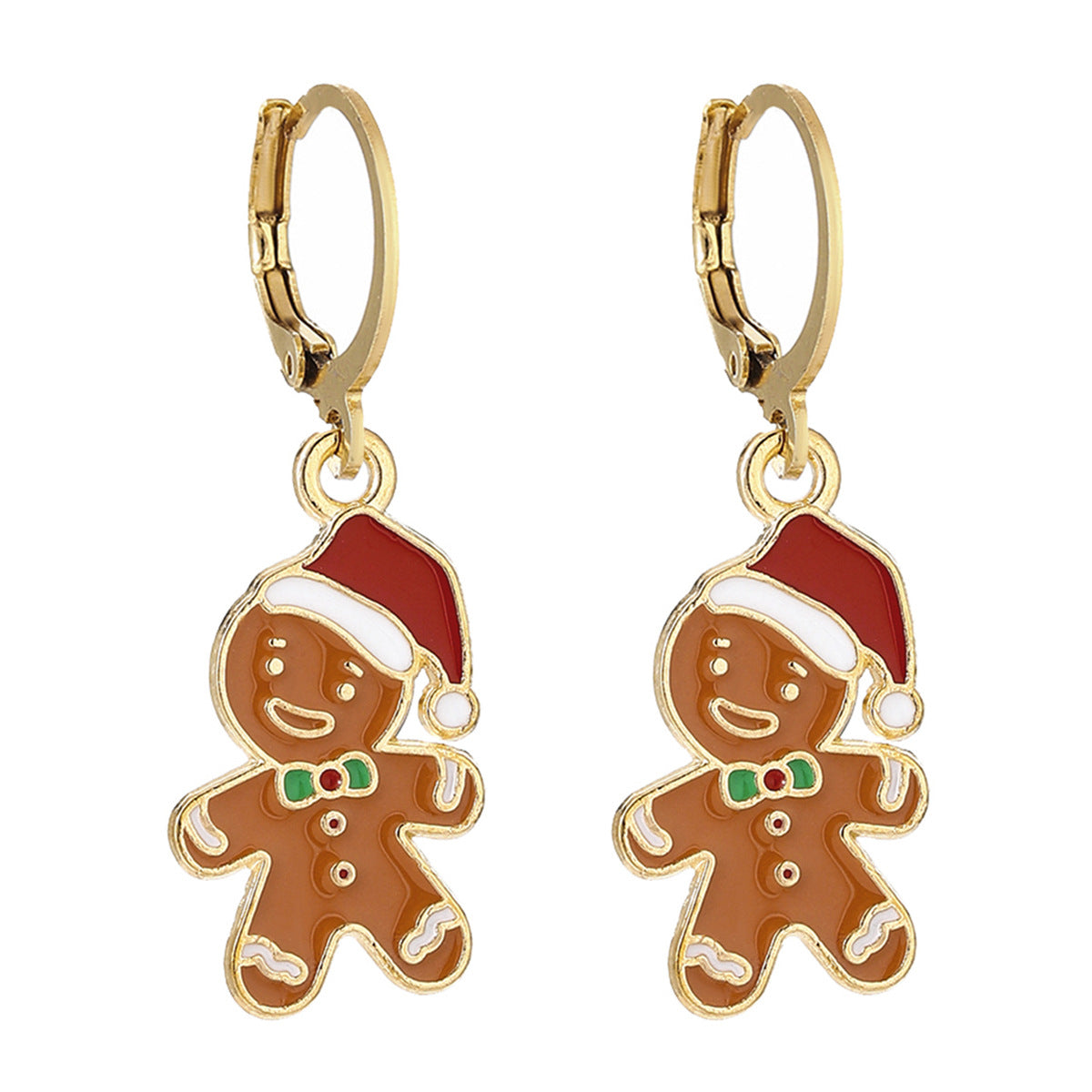 Cross-Border Personalized Christmas Alloy Earrings Christmas Hat Colorful Star Dot Diamond Christmas Tree Elk Gingerbread Man Earrings