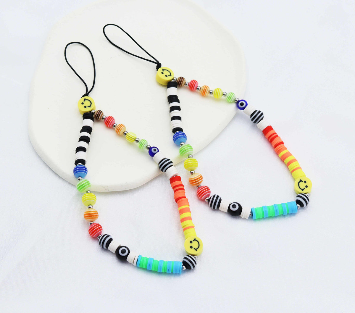 Happy Face Mixed color beads Phone Chain, Key Chain, sku#O110