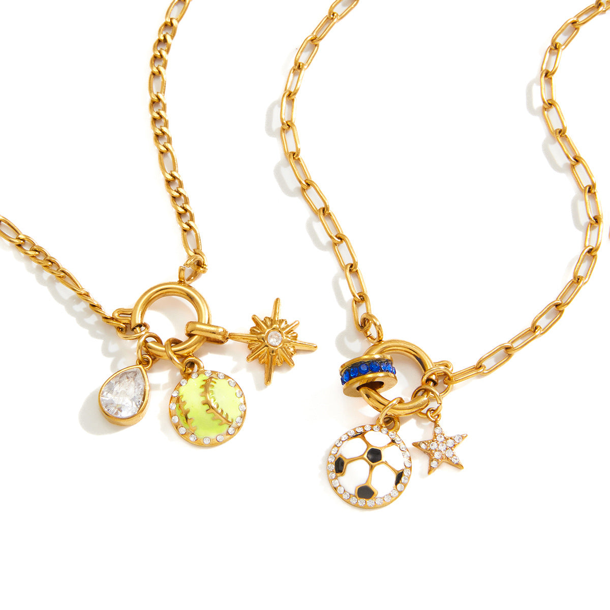 Sports Ball Enamel Necklace Collection