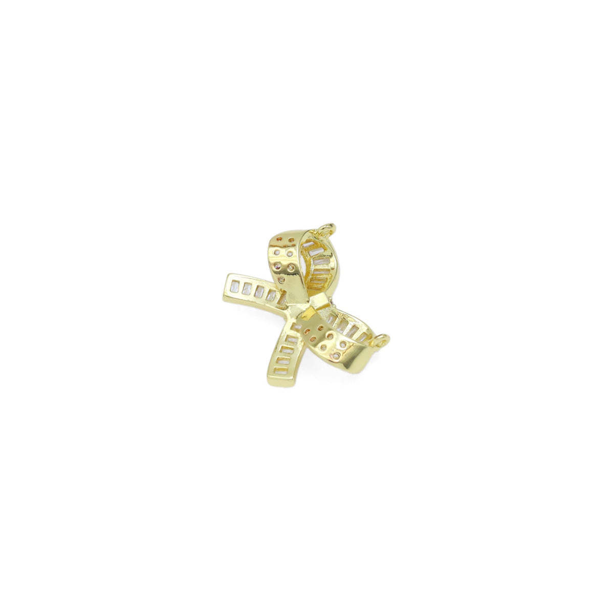 Baguette CZ Bowknot Connector Charm, Sku#LK919