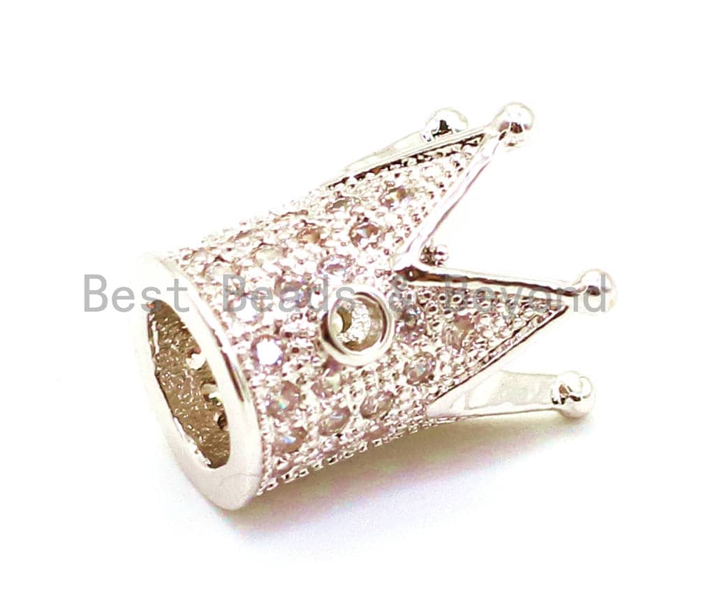 CZ Royal Crown Clear Micro Pave Beads, Cubic Zirconia Crown Spacer Beads, Pave Beads, 10x8mm, sku#G115
