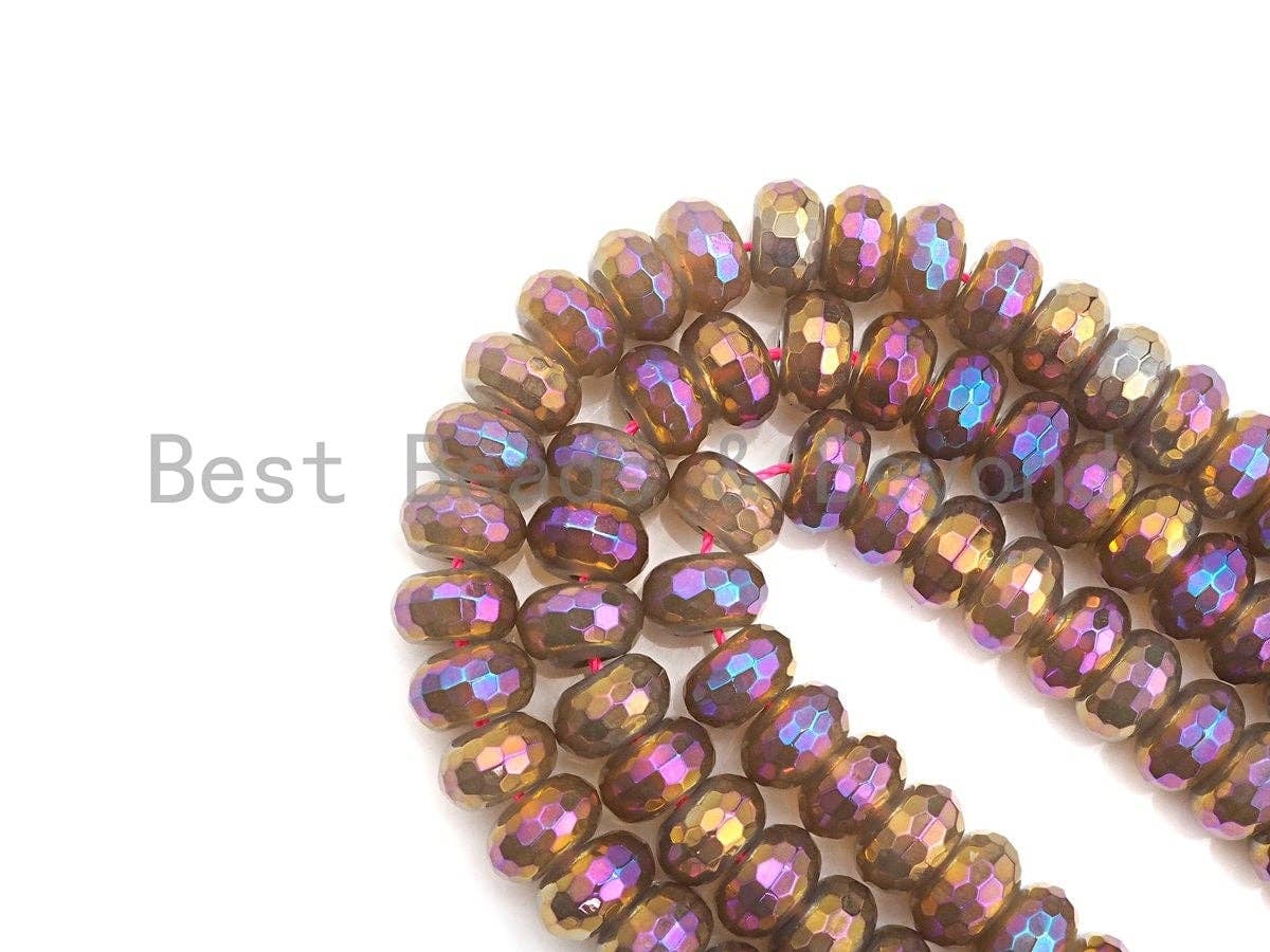 Mystic Plated Rainbow Agate Rondelle Shape Beads,  sku# UA39