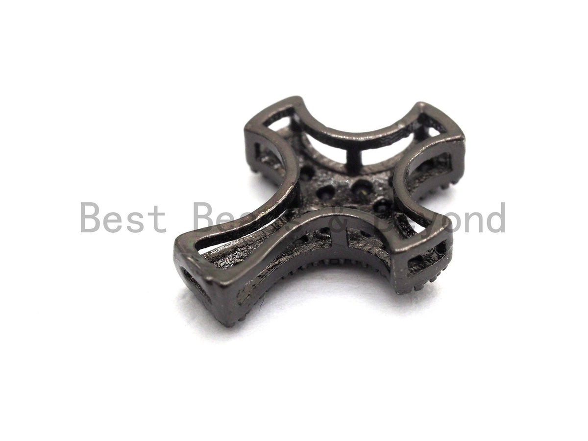 Black CZ Pave On Black Micro Pave Cross Spacer, sku#C100
