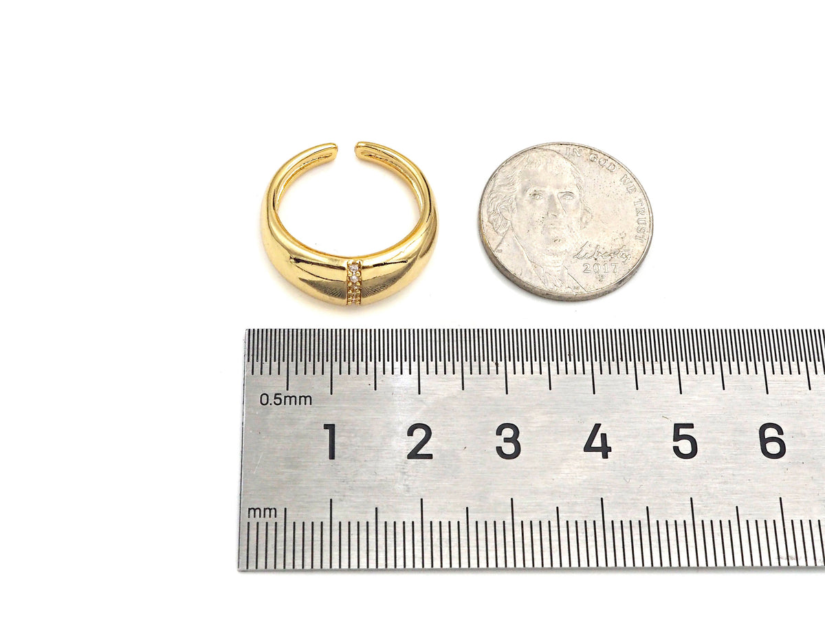 Thick Band Adjustable Ring with CZ, X182
