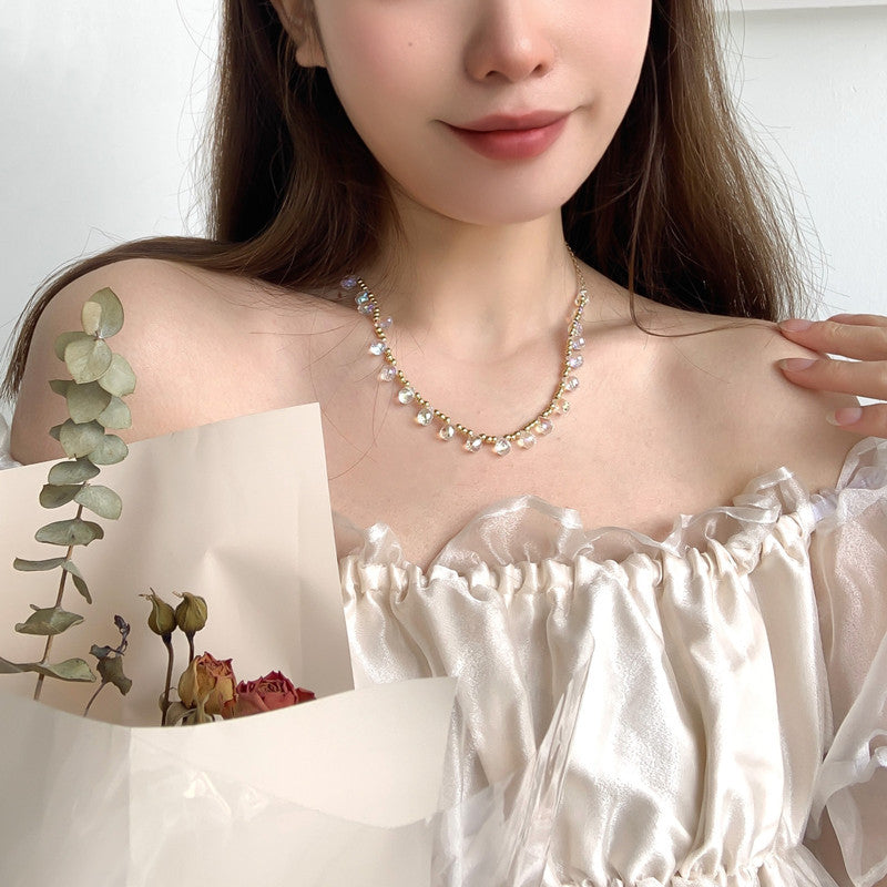 Minimalist Crystal Choker Real Gold Plated Luxurious And Elegant Magnetic Clasp Necklace