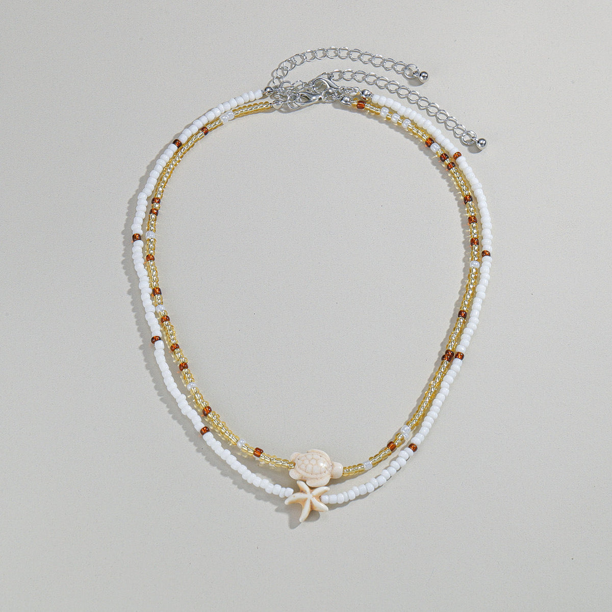 Cross-border Fashion Ocean-Style Turquoise Starfish Turtle Seed Bead Necklace